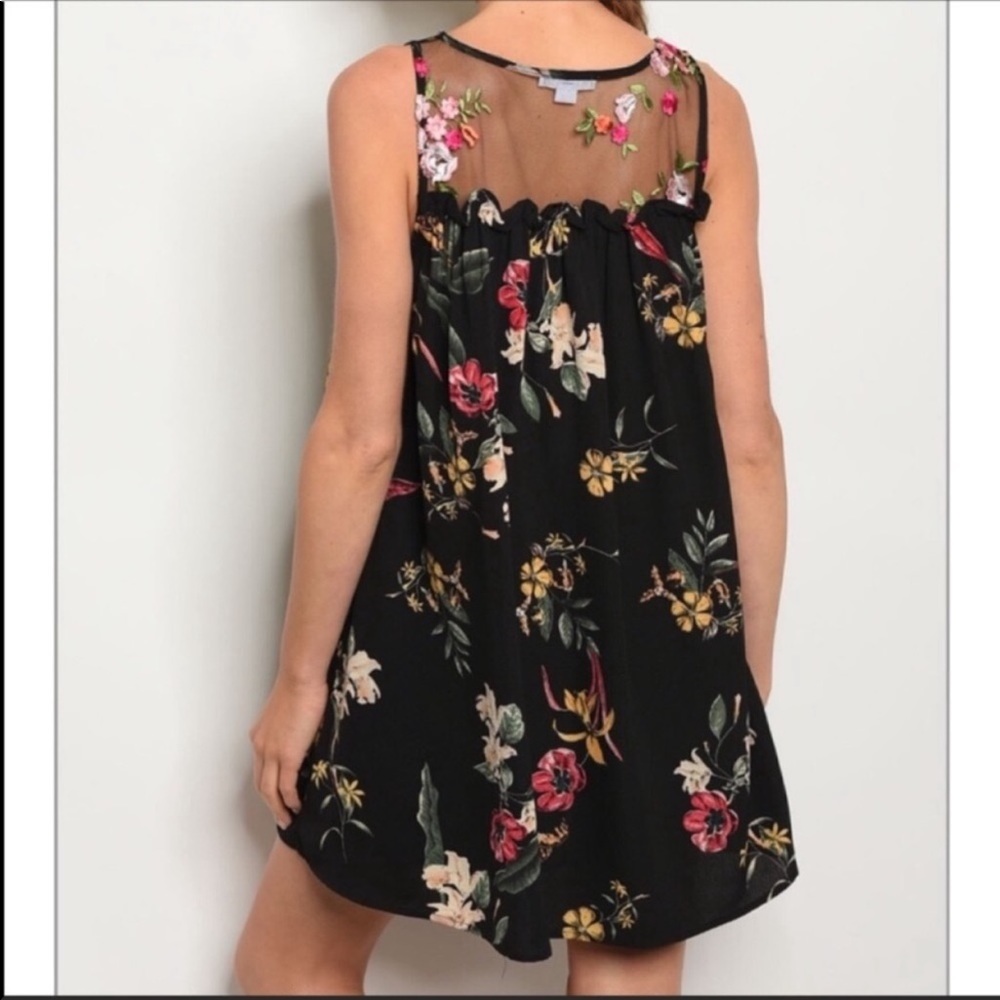 Black Floral Mini Dress - Picture 3 of 3